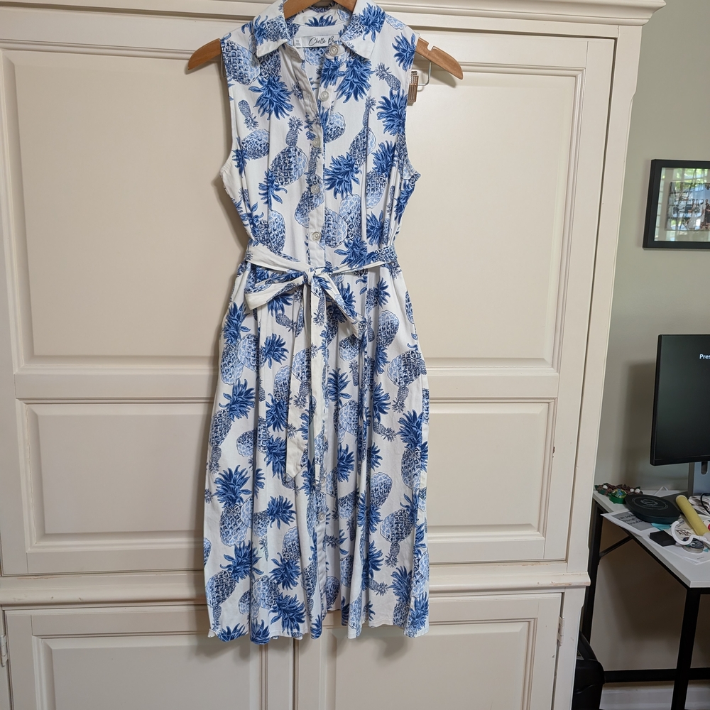 Pineapple Sleeveless Midi Dress